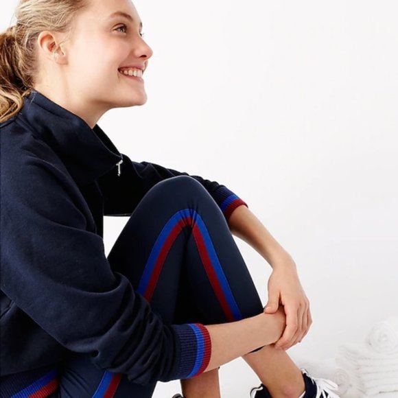 J Crew Athletic Racing Stripe Leggings in Navy Blue - Picture 6 of 10